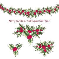 Set festive garlands of holly berry vector