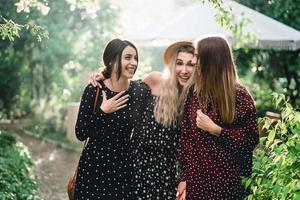 Three girls are photographed on camera photo