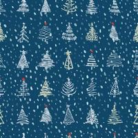 Holiday hand drawn sketch Christmas and New Year seamless background vector