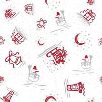 Holiday hand drawn sketch Christmas and New Year seamless background vector