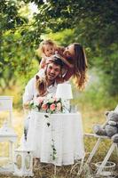 Young family with child at a picnic photo