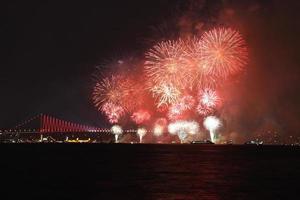 Fireworks over Bosphorus Strait photo