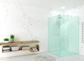 Modern white glass shower room with led photo