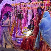 New Delhi, India - August 13, 2022 - Cute Indian dressed up as Lord Krishna and Radha on the occasion of Krishna Janmastami Festival in Delhi India, Radha Krishna performance on Janmashtami festival photo