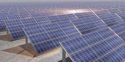 solar cell solar panel station aerial view solar power cell electricity 3d render photo
