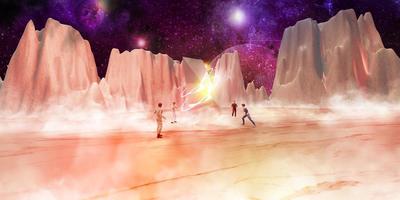 Avatars in the surreal world of Metaverse through VR glasses a realm in the Metaverse game 3D illustration photo