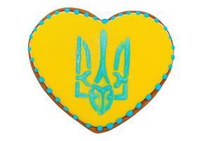 Delicious gingerbread in the Ukrainian style with the trident symbol of Ukraine. Homemade delicacies photo