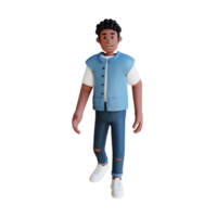 jeunes noirs marchant illustration de personnage 3d png