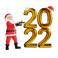 3d santa claus character illustration new year 2022 christmas party png