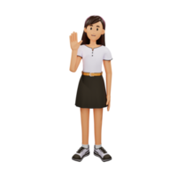 chica joven gente agitar las manos ilustración de personaje 3d png