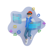 man playing virtual reality games 3d character illustration png