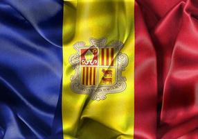 Andorra flag - realistic waving fabric flag. photo