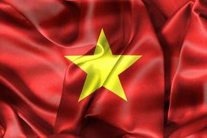 3D-Illustration of a Vietnam flag - realistic waving fabric flag photo