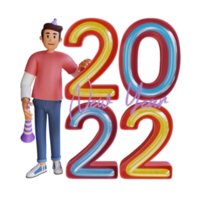 3d young people character illustration new year 2022 christmas party png