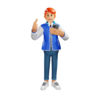 Red hair young people got an idea 3d character illustration png