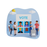 teenagers doing vote 3d character illustration png