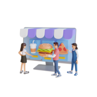 jeune adolescent faisant des achats alimentaires en ligne illustration de personnage 3d