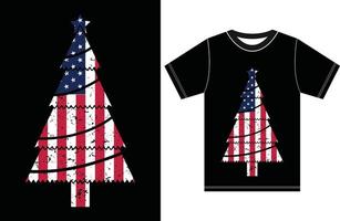 USA Flag With Christmas t-shirt. vector