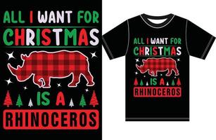 Todo lo que quiero para Navidad es un rinoceronte. vector