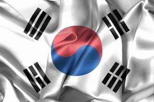 Ilustración 3d de una bandera de corea del sur - bandera de tela ondeante realista foto