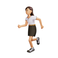 Young girl running 3d character illustration png