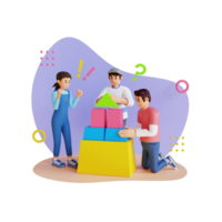 teenagers working together 3d character illustration png