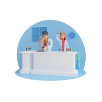Doctor doing research in laboratory 3d character illustration png