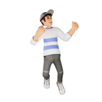 Young people happy jumping 3d character illustration png