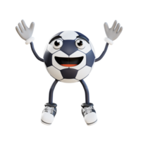 soccer mascot jumping while waving hands 3d character illustration png