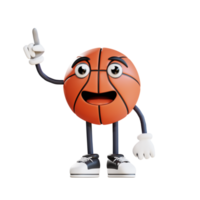 basketball mascot pointing up 3d character illustration png