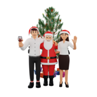 3d werknemer is met de kerstman claus karakter illustratie nieuw jaar Kerstmis partij png