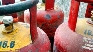 Indian cooking gas cylinder or Liquefied Petroleum Gas LPG photo