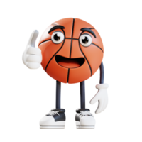 mascotte de basket-ball donnant le pouce vers le haut illustration de personnage 3d png