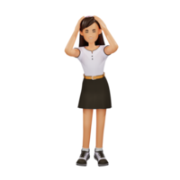 Young girl people dizzy 3d character illustration png
