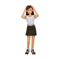 jeune fille gens étourdi illustration de personnage 3d png