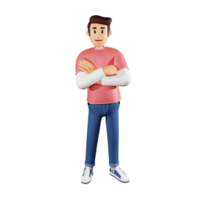 Young people folding arms 3d character illustration png