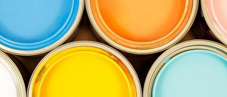 Texture paint cans and paint brushes and how to choose the perfect interior paint color and good for health photo