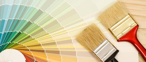 Texture paint cans and paint brushes and how to choose the perfect interior paint color and good for health photo