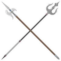 Vector design of trident with halberd, white weapon used in the middle ages