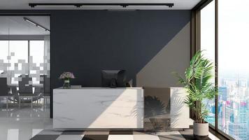 Sala de recepción de renderizado 3d - concepto de diseño de interiores minimalista moderno foto