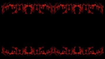 Dangerous hot inferno fire flames photo frame abstract fire squares on black background for design.