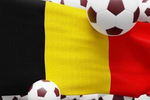 Belgium Flag with Ball. World Football 2022 Minimal 3D Render Illustration photo