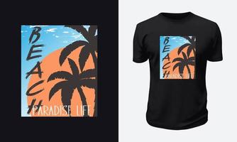 diseño de camiseta de verano y playa vector