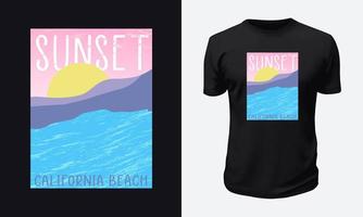 diseño de camiseta de verano y playa vector