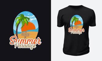 diseño de camiseta de verano y playa vector