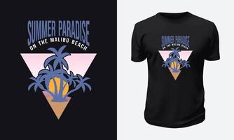 diseño de camiseta de verano y playa vector