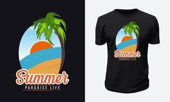 diseño de camiseta de verano y playa vector