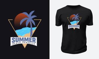 diseño de camiseta de verano y playa vector