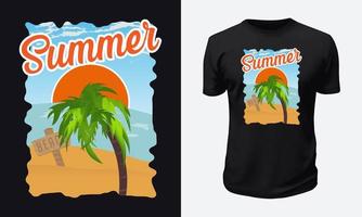 diseño de camiseta de verano y playa vector