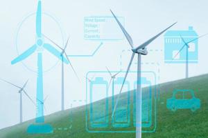 wind turbine smart city green energy concept photo